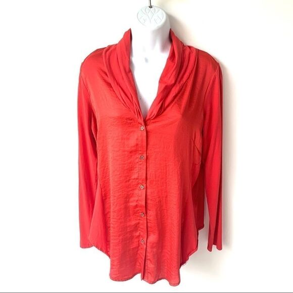 VINCE CAMUTO RED STRETCH PANEL TOP - Picture 1 of 6